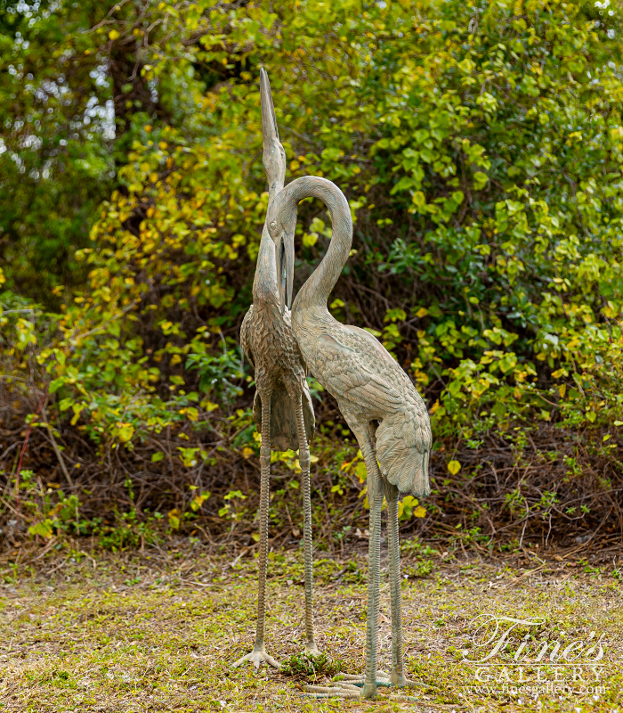 Bronze Fountains  - Patina Bronze Heron Fountain Pair - BF-912